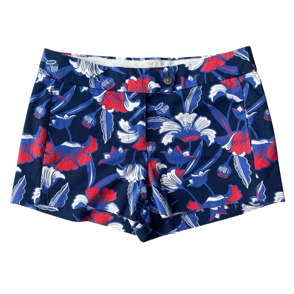 J. Crew Women’s Floral Shorts Size 4 Red White and Blue